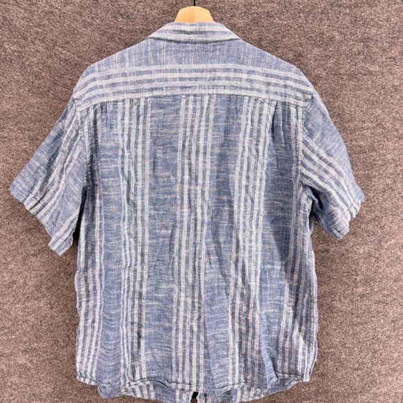 Weatherproof Vintage Shirt Men XL Blue Striped Button Up Collared Short Sleeve - Picture 2 of 8